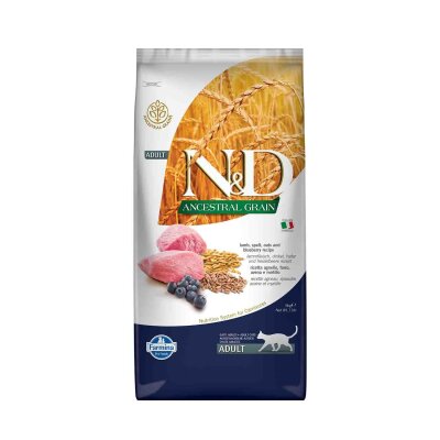 N&D Düşük Tahıllı Kuzu Etli Yaban Mersinli Yetişkin Kedi Maması 5 kg