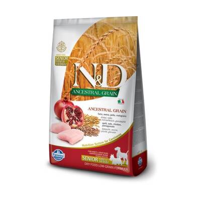 N&D Düşük Tahıllı Tavuklu Narlı Küçük ve Orta Irk Yaşlı Köpek Maması 2,5 kg