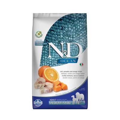 N&D Ocean Tahılsız Balkabaklı Morina Balıklı Orta ve Büyük Irk Köpek Maması 2,5 kg
