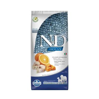 N&D Ocean Tahılsız Balkabaklı Morina Balıklı Köpek Maması 12 kg