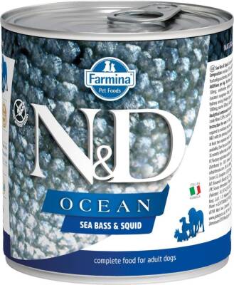 N&D Ocean Levrek ve Mürekkep Balıklı Yetişkin Köpek Konservesi 285 gr