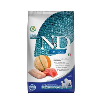 N&D Ocean Morina Balıklı Bal Kabaklı ve Kavunlu Orta ve Büyük Irk Tahılsız Yavru Köpek Maması 2,5 kg
