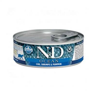 N&D Ocean Morina Balıklı Karidesli Balkabaklı Yetişkin Kedi Konservesi 80 gr