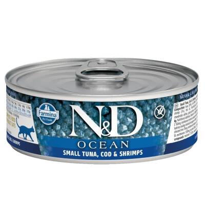 N&D Ocean Ton ve Morina Balıklı Karidesli Yetişkin Kedi Konservesi 80 gr