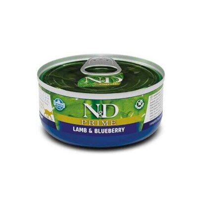 N&D Prime Tahılsız Kuzu Etli ve Yaban Mersinli Yetişkin Kedi Konservesi 70 gr