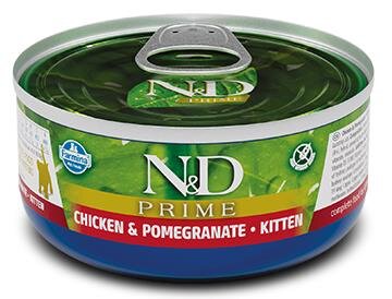 N&D Prime Tahılsız Tavuk ve Narlı Yavru Yaş Kedi Konservesi 80 gr