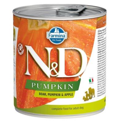 N&D Pumpkin Balkabaklı Tahılsız Yaban Domuzu ve Elmalı Yetişkin Köpek Konservesi 285 gr