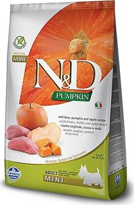 N&D Pumpkin Tahılsız Bal Kabaklı Yaban Domuz Etli ve Elmalı Küçük Irk Yetişkin Köpek Maması 7 Kg