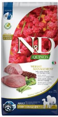 N&D Quinoa Weight Management Kuzu Etli Orta Ve Büyük Irk Kilolu Köpekler İçin Yetişkin Köpek Maması 7 kg