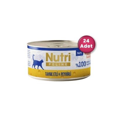 Nutri Feline Tavuk Etli ve Peynirli Tahılsız Yetişkin Kedi Konservesi 70 gr ( 24 Al 20 Öde )