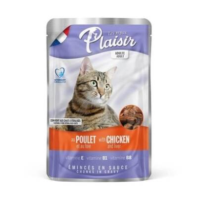 Plaisir Pouch Tavuklu ve Ciğerli Yetişkin Kedi Konservesi 100 gr