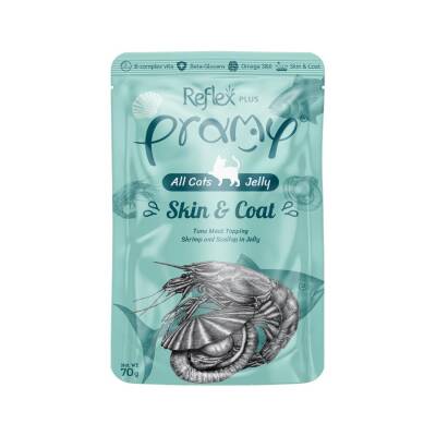 Pramy Skin Coat Kedilerde Tüy Gelişimi İçin Ton Karides Ve Deniz Taraklı Kedi Konserve Maması 70 gr