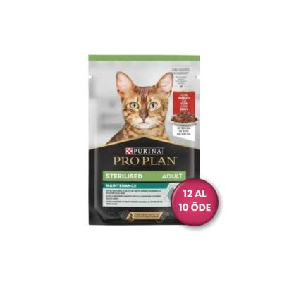 Pro Plan Pouch Sos İçinde Sığır Etli Kısırlaştırılmış Kedi Konservesi 85 gr (12 AL 10 ÖDE)