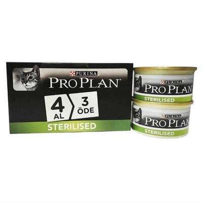 Pro Plan Sterilised Somonlu Yetişkin Kedi Konservesi 85 gr (4 AL 3 ÖDE)