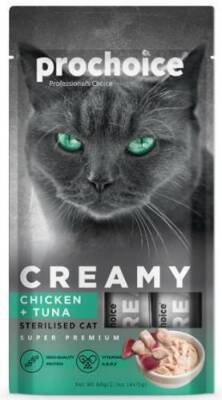Prochoice Creamy Tavuklu ve Ton Balıklı Sıvı Krema Kedi Ödülü 4 X 15 gr