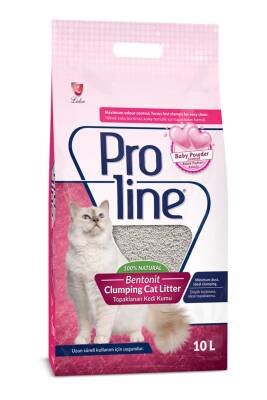 Proline Bebek Pudrası Kokulu Kalın Taneli Topaklanan Bentonit Kedi Kumu 10 lt