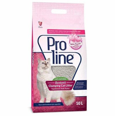 Proline Bebek Pudralı İnce Taneli Topaklanan Bentonit Kedi Kumu 10 lt