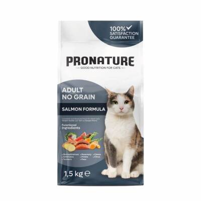 Pronature Hypo-Allergenic Somonlu Karidesli ve Enginarlı Tahılsız Yetişkin Kedi Maması 1,5 kg