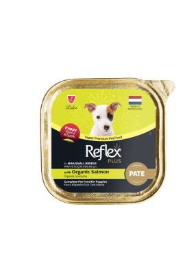Reflex Plus Alu Tray Organik Somonlu Pate Kıyılmış Küçük Irk Yavru Köpek Konservesi 85 gr