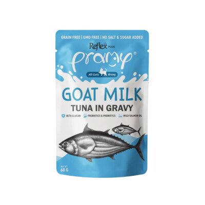 Reflex Plus Pramy Goat Milk Sos İçinde Keçi Sütlü ve Ton Balıklı Kedi Konservesi 60 Gr