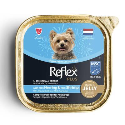Reflex Plus Pouch Ringa Balığı ve Karidesli Küçük Irk Yetişkin Köpek Konservesi 85 gr