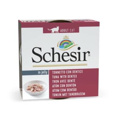 Schesir Jelly Ton Balıklı ve Sinarit Balıklı Yetişkin Kedi Konservesi 85 gr