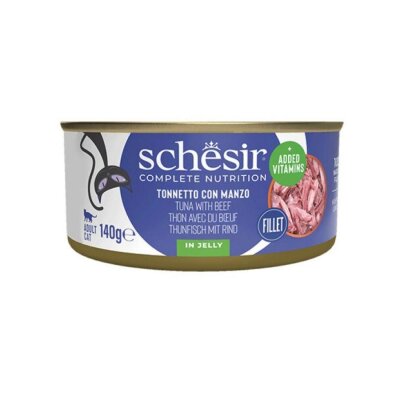Schesir Jöle İçinde Ton Balığı ve Dana Etli Yetişkin Kedi Konservesi 140 Gr