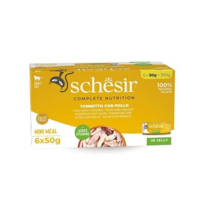 Schesir Jöle İçinde Ton Balığı ve Tavuklu Yetişkin Kedi Konservesi 6 x 50 gr