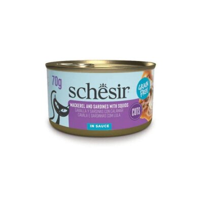 Schesir Tamamlayıcı Sardalya ile Uskumrulu Sos İçinde Yetişkin Kedi Konservesi 70 gr