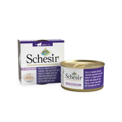 Schesir Suda Pişirilmiş Tavuk & Sığır Etli Kedi Konservesi 85 gr