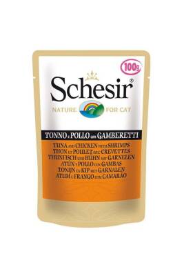 Schesir Pouch Ton Balıklı Tavuklu ve Karidesli Kedi Konservesi 100 gr