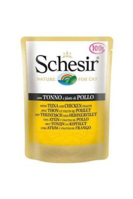 Schesir Pouch Ton Balıklı ve Tavuklu Yetişkin Kedi Konservesi 100 gr