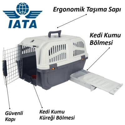 Skudo Lata 3 Tuvaletli Kedi Köpek Seyahat Kafesi 60 cm