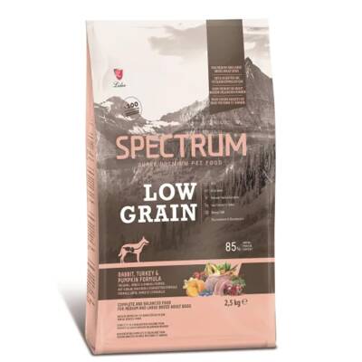 Spectrum Tavşanlı Hindili ve Balkabaklı Orta ve Büyük Irk Düşük Tahıllı Yetişkin Köpek Maması 2,5 kg