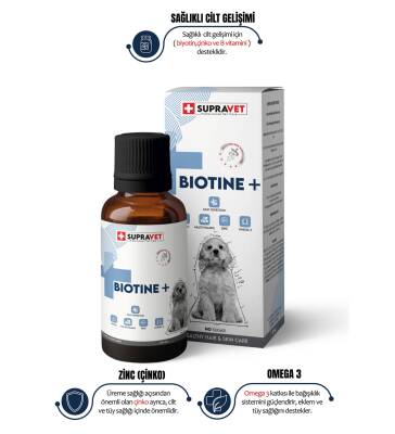 Supravet Plus + B For Dogs Biotine Damla 100 ml + Zinc + Multi Vitamin (Köpekler Için Tüy Sağlığı Damlası)