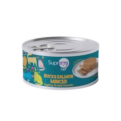 Supreme Cat Kıyılmış Ördek ve Somonlu Kedi Konservesi 85 gr