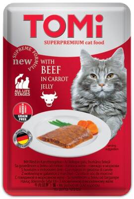 Tomi Pouch Pate Dana Eti ve Havuçlu Tahılsız Yetişkin Kedi Konservesi 100 gr