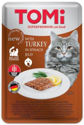 Tomi Pouch Pate Hindi Etli ve Ispanaklı Tahılsız Yetişkin Kedi Konservesi 100 gr