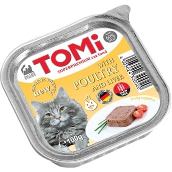 Tomi Pate Kümes Hayvanı ve Ciğerli Kedi Yetişkin Konservesi 100 gr