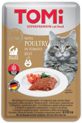 Tomi Pouch Pate Kümes Hayvanı ve Domatesli Tahılsız Yetişkin Kedi Konservesi 100 gr
