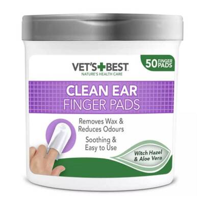 Vet's Best Kedi ve Köpekler İçin Fındık ve Aloe Vera Özlü Kulak Temizleme Pedi 50'li