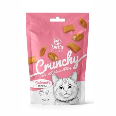 Vet's Plus Crunchy İçi Dolgulu Somonlu ve Catnipli Kedi Ödül Bisküvisi 60 gr
