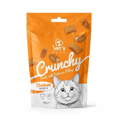 Vet's Plus Crunchy İçi Dolgulu Tavuklu ve Catnipli Kedi Ödül Bisküvisi 60 gr