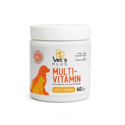Vet's Plus Multi-Vitamin Kedi ve Köpekler İçin Spirulinalı Vitamin Çiğnenebilir Tablet 60 Adet