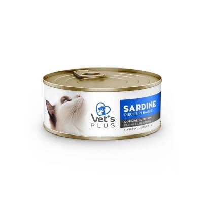 Vet's Plus Optimal Nutrition Hypoallergenic Sardalya Balıklı Tahılsız Yetişkin Kedi Konservesi 85 gr