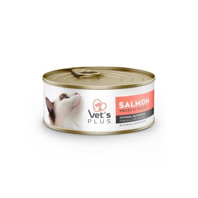 Vet's Plus Optimal Nutrition Hypoallergenic Somon Balıklı Tahılsız Yetişkin Kedi Konservesi 85 gr