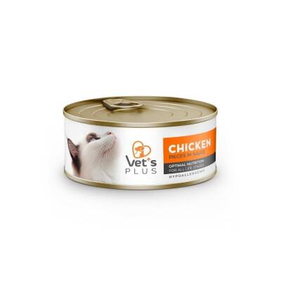 Vet's Plus Optimal Nutrition Hypoallergenic Tavuk Etli Tahılsız Yetişkin Kedi Konservesi 85 gr