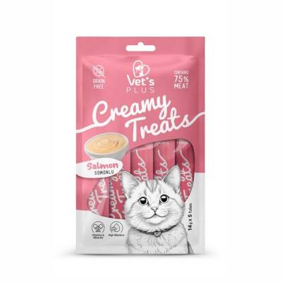 Vet's Plus Somonlu Sıvı Krema Kedi Ödülü 5x14 Gr