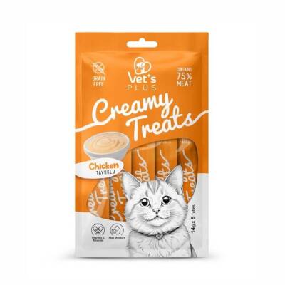 Vet's Plus Tavuklu Sıvı Krema Kedi Ödülü 5x14 Gr