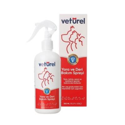 Veturel Kedi, Köpek ve Diğer Hayvanlar İçin Yara ve Deri Bakım Spreyi 300 Ml